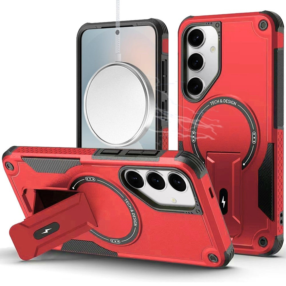 Magnetic Kickstand Rugged Shockproof Armor Grip Anti Slip Heavy Duty Protective Matte Stand Hybrid