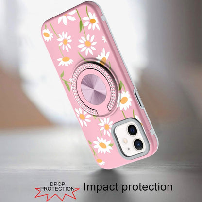 For Apple iPhone 12 Pro Max Pattern Design Hybrid with Invisible Ring Stand & Magnetic Back, Shockproof Protective Grip Case Cover