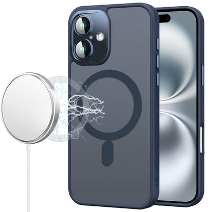 For Apple iPhone 17 (6.3") Complete Protection HQ Matte Translucent Hybrid Shockproof w/ Camera Protector Compatible with MagSafe Case Cover Blue