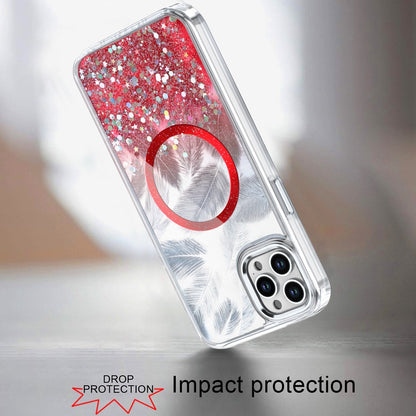 For Apple iPhone 14 Plus Epoxy Glitter Shimmer Fashion Case with Magnetic Magsafe Compatible Hybrid Sparkling Slim Protective Case Cover