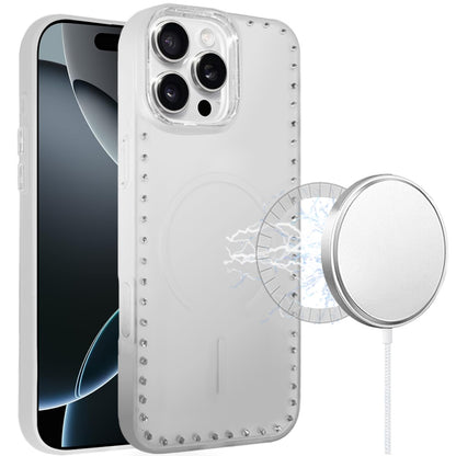 Phone Case for Apple iPhone 16 Pro Max Magnetic Frosted Diamond Bling Edge Hybrid Shockproof Protective Matte Grip Durable Anti Scratch Premium Slim Cover