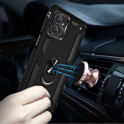 For Motorola Moto G Power 5G 2023 Hybrid Combo Belt Clip Holster with Ring Stand Holder, Military Grade Fit Magnetic Car Mount Shockproof Case Cover Black