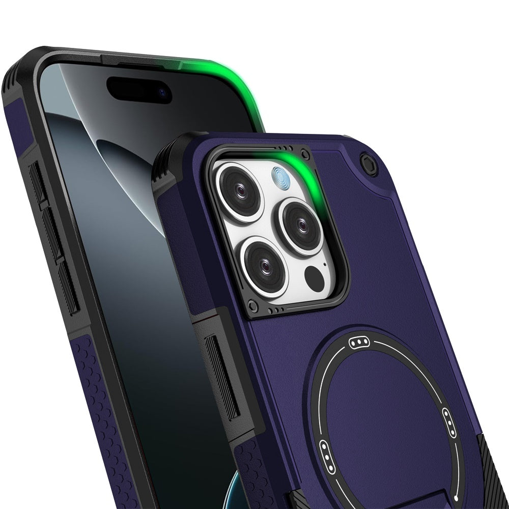 Phone Case for Apple iPhone 16 Pro Max Magnetic Kickstand Rugged Shockproof Armor Grip Anti Slip Heavy Duty Protective Matte Stand Hybrid Cover Purple