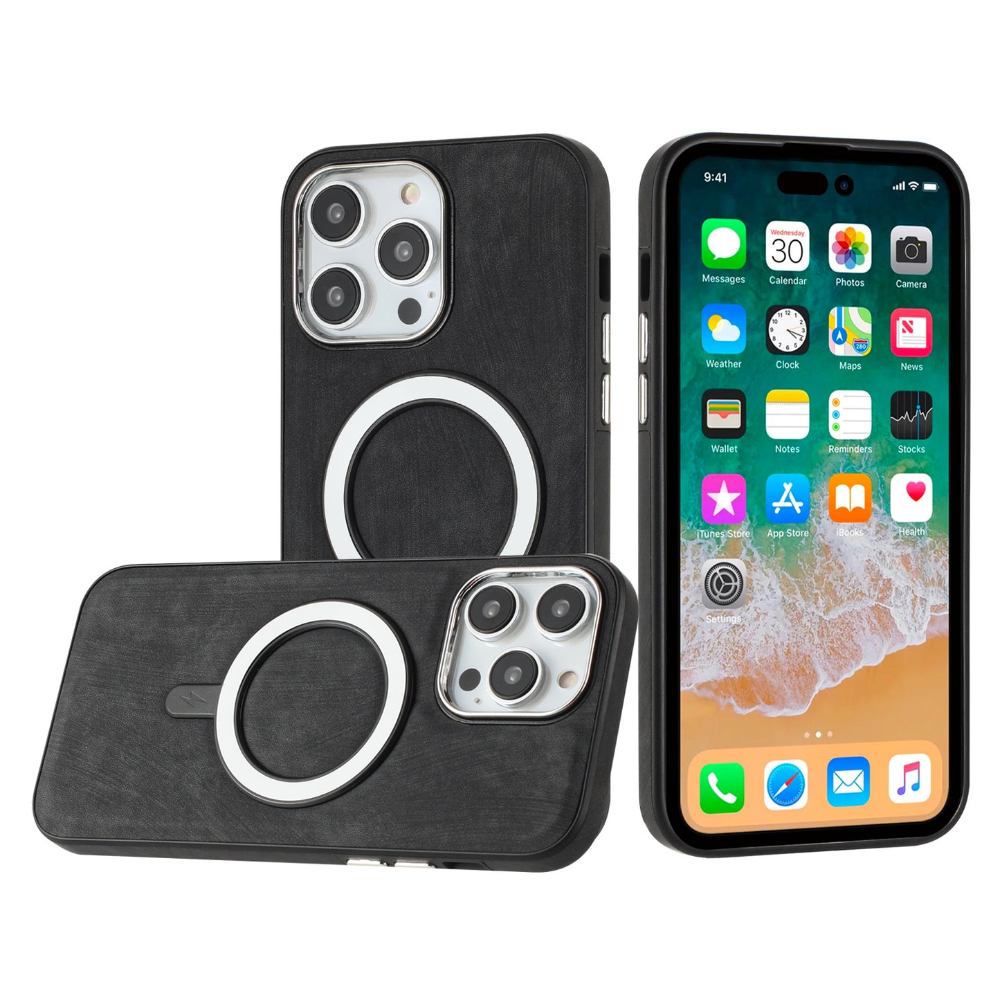 For Samsung Galaxy S25 /S24 Fashion PU Vegan Leather Chrome Edge Hybrid, MagSafe Compatible, Durable TPU Hard PC Case Cover