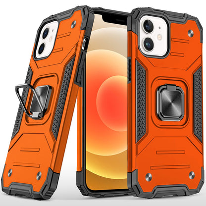 For iPhone 12 / iPhone 12 Pro (6.1") Armor Hybrid Magnetic Stand with Ring Holder Kickstand Shockproof Heavy-Duty Durable Rugged TPU Dual Layer Case Cover Cosmic Orange