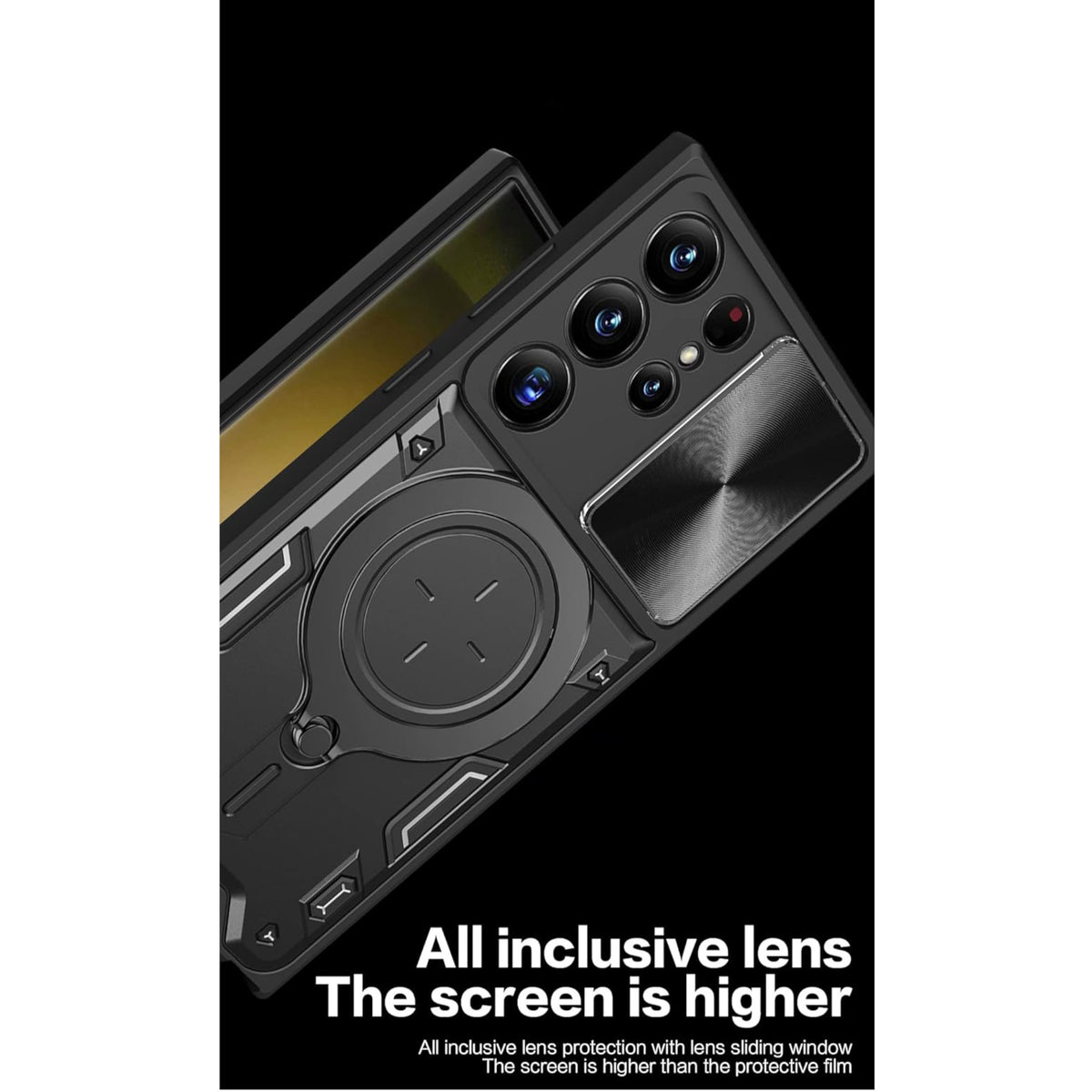 For Samsung Galaxy A17 5G Hybrid Shockproof with Magnetic Ring Stand, Compatible with Magsafe & Sliding Camera Lens Protector Case Cover