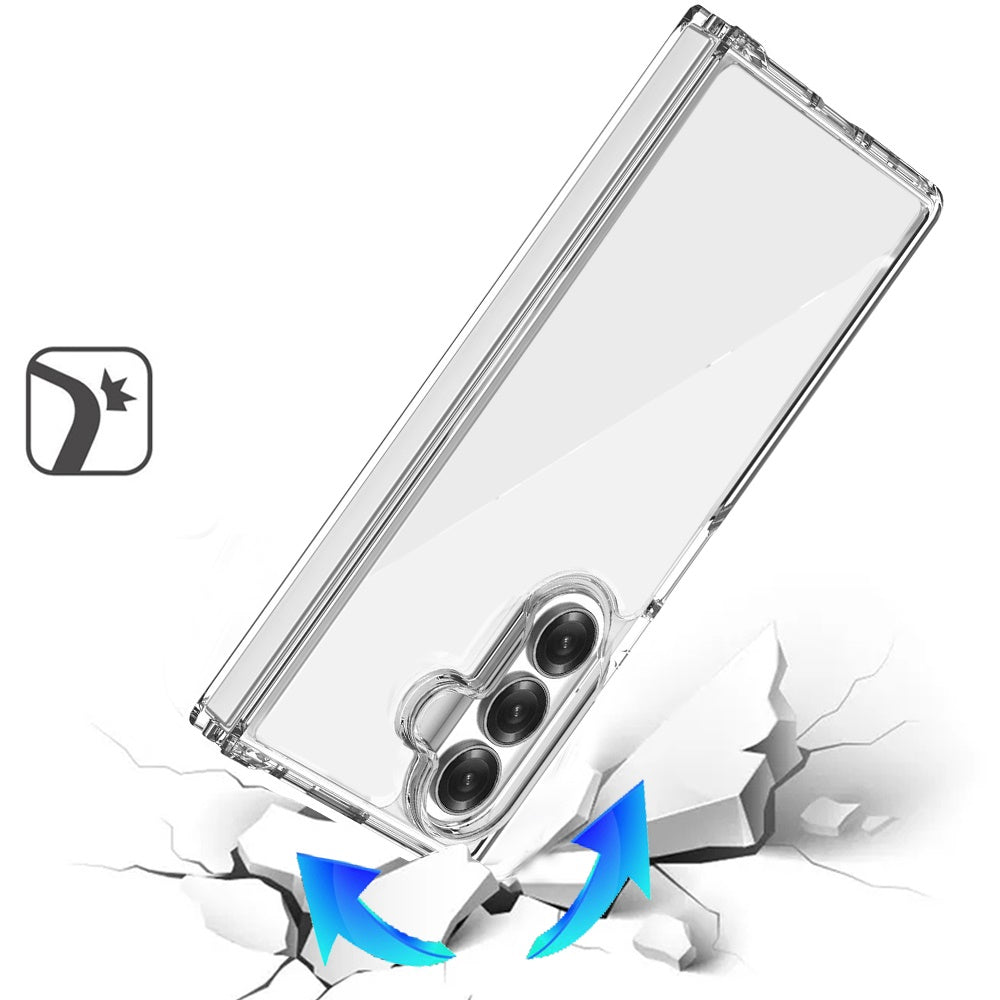 Phone Case for Samsung Galaxy Z Fold 8 Ultra Transparent Hybrid Hard PC Soft TPU Slim Fit Shock Absorbing Reinforced Bumper Protective Frame Cover Clear