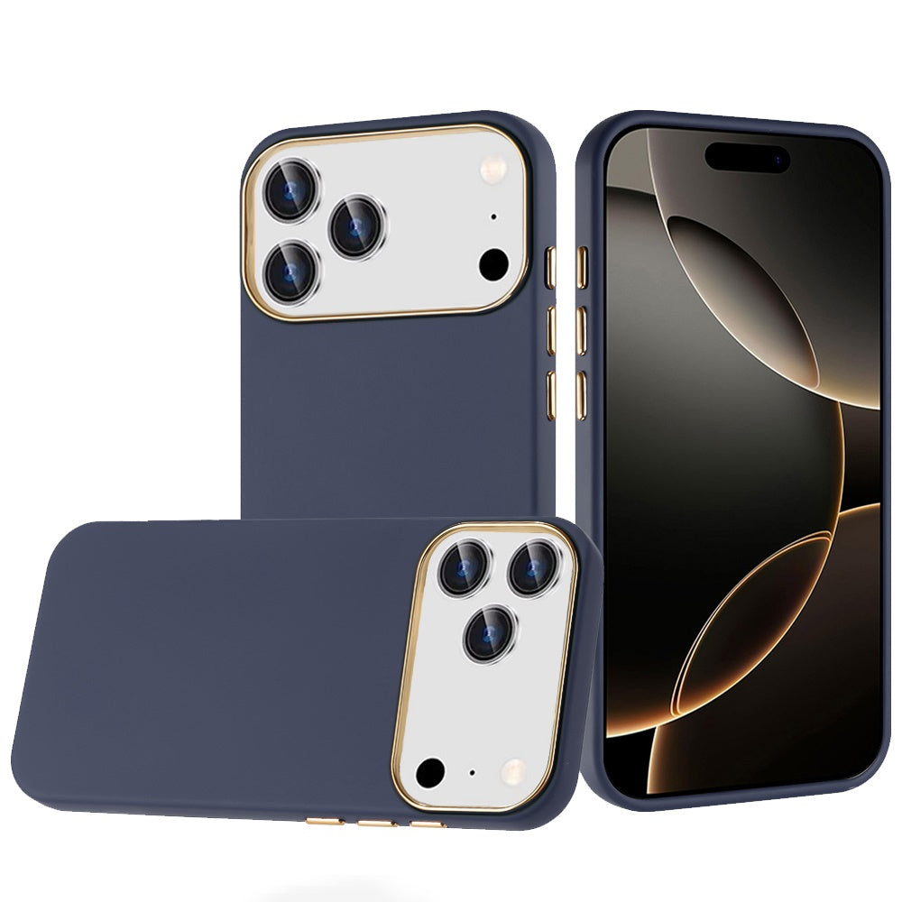 For Apple iPhone 17 Pro Hybrid Armor Shockproof, Durable Bumper Rubber Gummy Gel Slick Hard PC Silicone TPU Case Cover Blue
