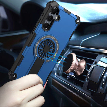 Phone Case for Samsung Galaxy A16 5G Invisible Kickstand Magnetic Car Mount Friendly Shockproof Texture Anti Slip Durable Grip Heavy Duty Hybrid Cover Blue