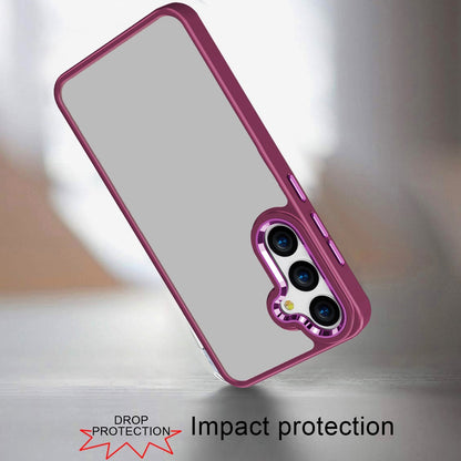 For Samsung Galaxy S26+ / S26 Plus Slim Fit Hybrid Transparent Thick Acrylic with Metal Buttons Frame Protective Hard PC + TPU Shockproof Case Cover