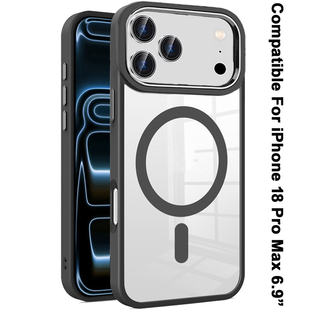 Clear Acrylic Magnetic Circle Shockproof Hybrid Metal Button TPU Drop Protection Rugged Slim Durable Armor