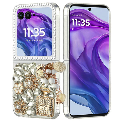 For Motorola Razr+ Plus 2024 Bling Crystal 3D Full Diamonds Luxury Sparkle Rhinestone Ornaments Fashion Hybrid Case Cover