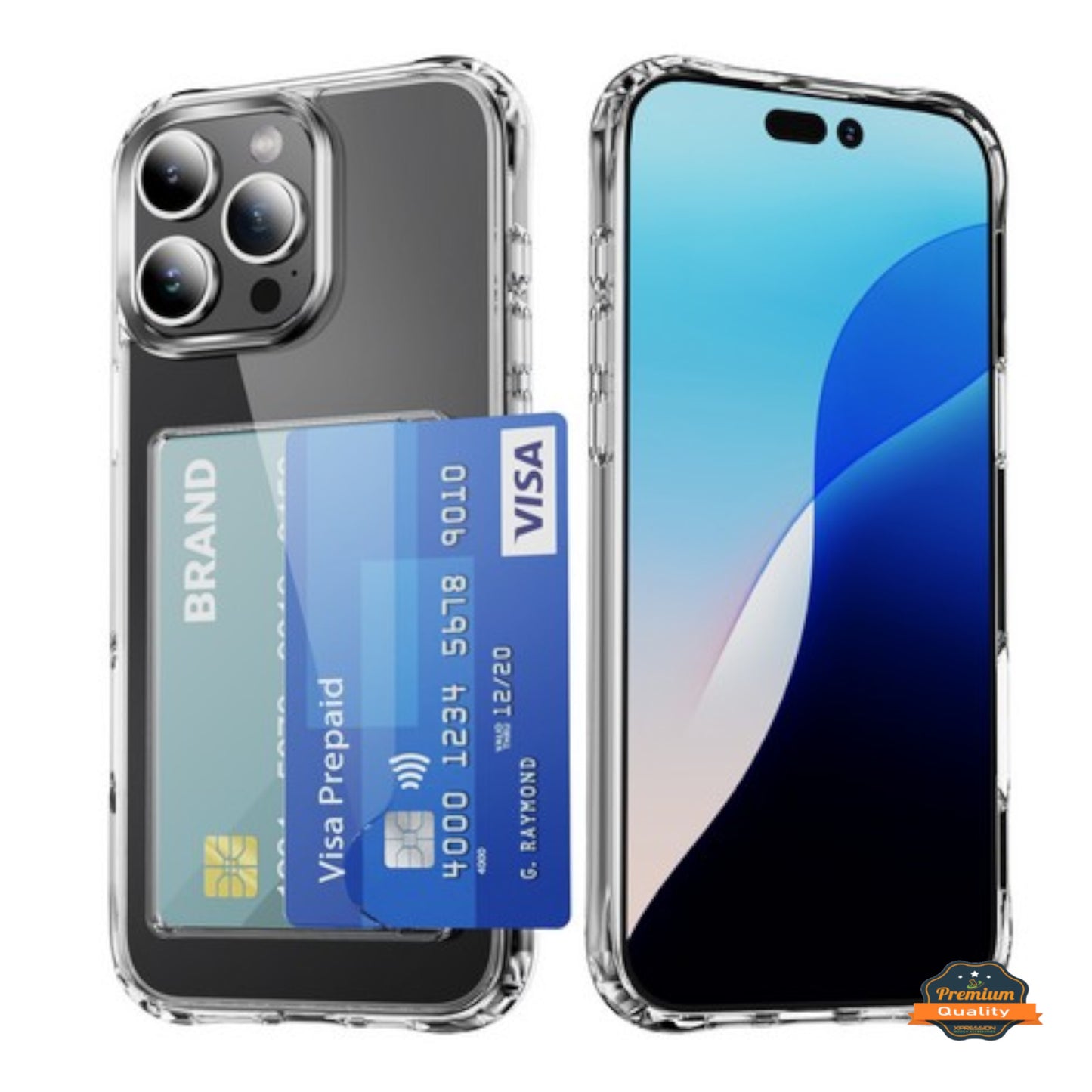 For Apple iPhone 17 AIR Acrylic TPU Clear Case Hold 2 Credit Card Slots, Slim Protective Wallet Cover Silicone Hybrid Case Cover Clear