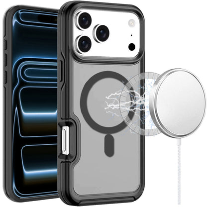 For Apple iPhone 17 Pro Max (6.9") Slim & Durable Compatible with MagSafe Hybrid Shockproof Glossy Oil Protective Dual Layer TPU + PC Case Cover Hotpink