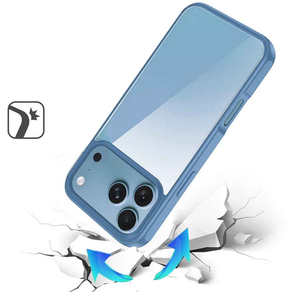 Phone Case for Apple iPhone 18 Pro/ iPhone 17 Pro Transparent Thick 2.0mm Hybrid Shockproof Rubber TPU Protective Slim Fit Grip Durable Clear HQ Design Cover Blue