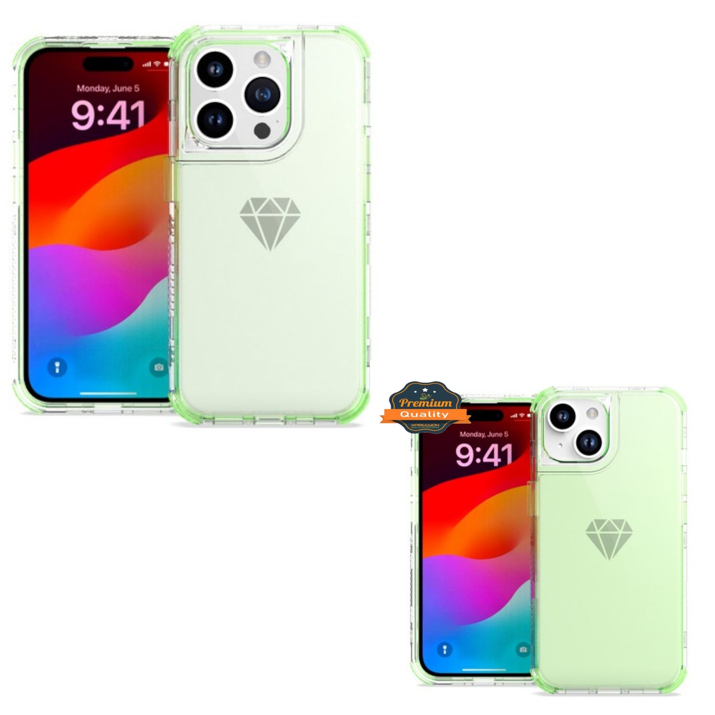 For Apple iPhone 15 Pro (6.1") Hybrid Transparent 3in1 Corner Tough Durable Detachable Shockproof Frame Hard PC + TPU  Phone Case Cover
