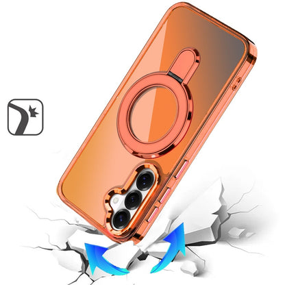 Phone Case for Samsung Galaxy S26 FE /Fan Edition Chrome Magnetic Ring Stand Rotational Shockproof Hybrid Kickstand Metal Finish Rugged Drop Protection Armor Cover