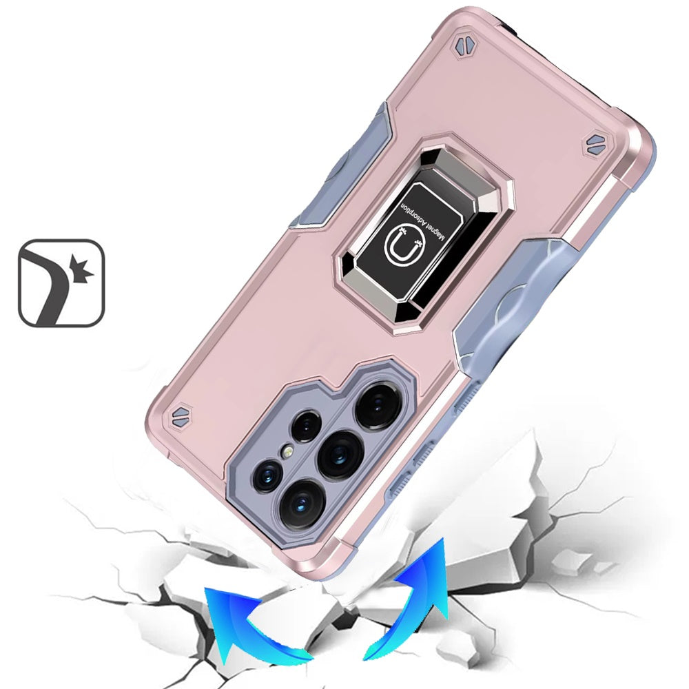 For Samsung Galaxy S26 Ultra Hybrid Stand Magnetic Ring Holder Kickstand Heavy Duty Rugged Drop Silicone & Hard PC Shockproof Case Cover