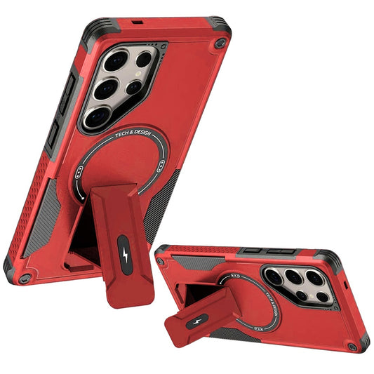 Magnetic Kickstand Rugged Shockproof Armor Grip Anti Slip Heavy Duty Protective Matte Stand Hybrid