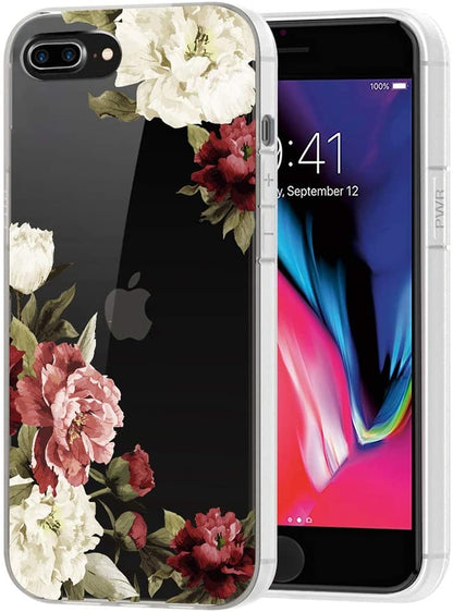 Phone Case Cover for Apple iPhone 17E /iPhone 16E Floral Pattern Hybrid Transparent TPU Silicone, Shock Absorption Bumper, Hard Back Slim Cover