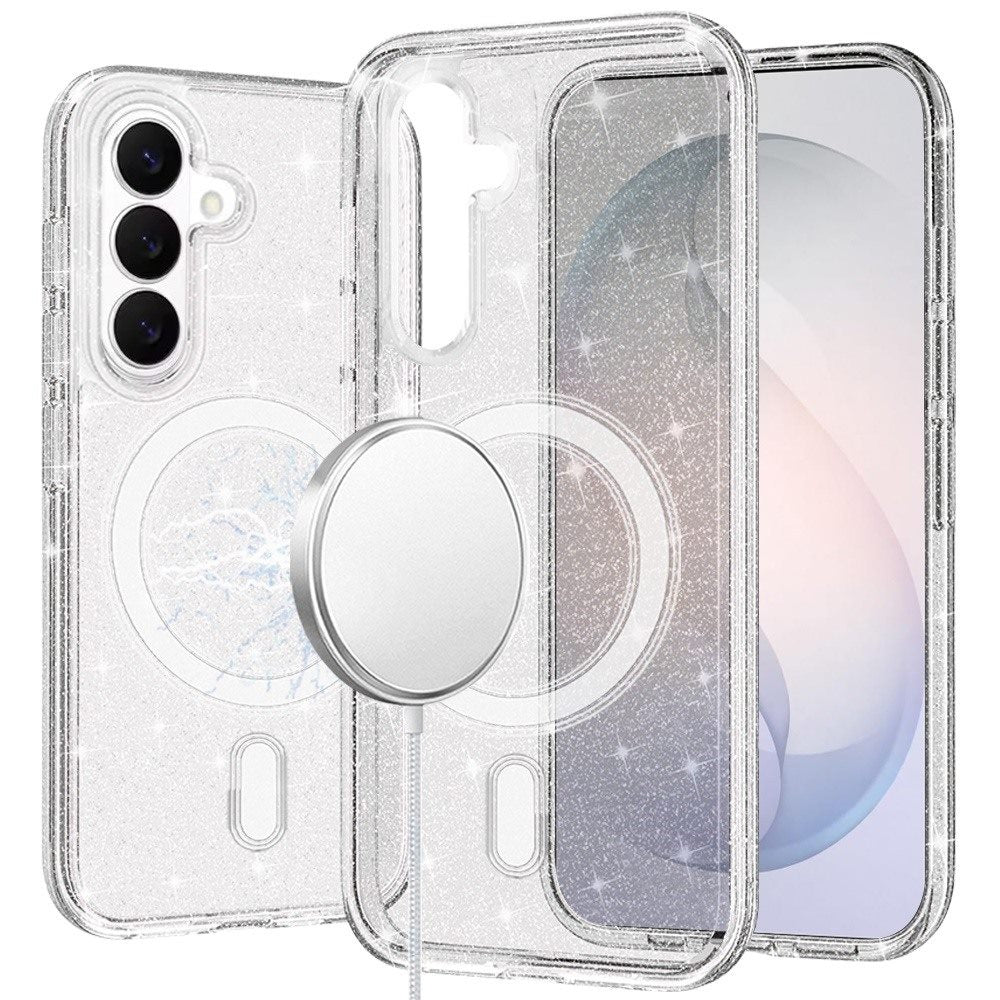 Phone Case for Samsung Galaxy S26 FE /Fan Edition Glitter Magnetic Transparent Shockproof Hybrid TPU Thick 3mm Grip Durable Camera Protection Anti-Slip Cover Clear