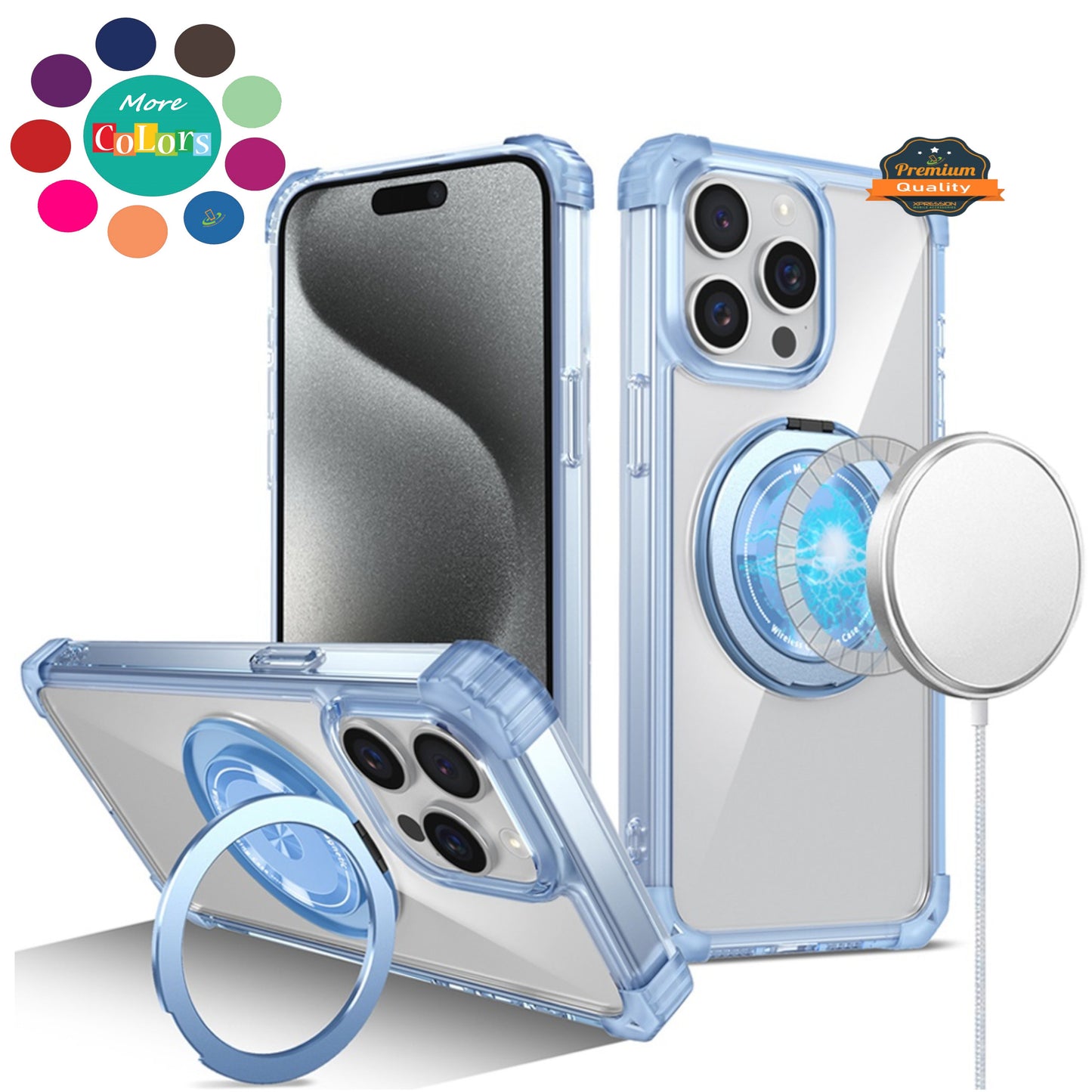 For Samsung Galaxy S25 Ultra Shield Magnetic Case [Compatible with MagSafe], 360° Rotatable Invisible Ring Stand, Transparent Back Case Cover
