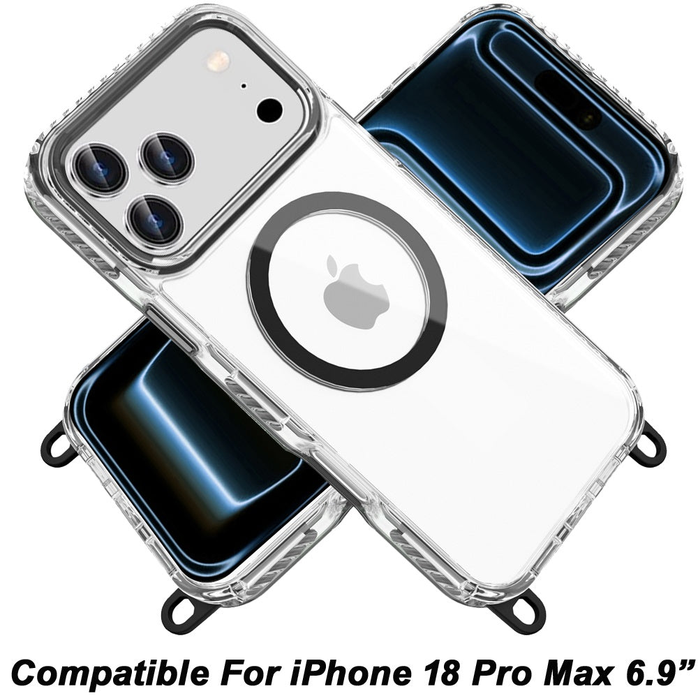 Phone Case for Apple iPhone 18 Pro Max Transparent Magnetic Lanyard Shockproof Hybrid Clear Grip Durable Camera Protection TPU Anti-Slip Design Cover