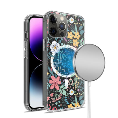 For Apple iPhone 16 Plus (6.7") Hybrid Flower Design Stylish Fashion Thick Hard MagSafe Compatible Shockproof Case Cover