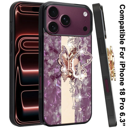Phone Case for Apple iPhone 18 Pro Diamond 3D Fashion Floral Glitter Engraved Luxury Bling Hybrid Shockproof Chrome Edge Protective Grip Cover