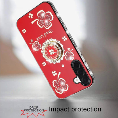Phone Case for Samsung Galaxy A57 Glitter Diamond Ring Stand Sparkle Rhinestone Edge AntiSlip Kickstand Luxury Fashion Bumper Shockproof Cover