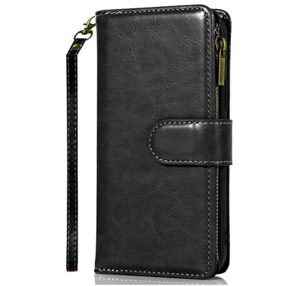 Phone Case for Galaxy S20+ Plus Luxury Leather Wallet Card Holder Zipper Pocket Money Storage Protective Grip Design with Strap Cover Black