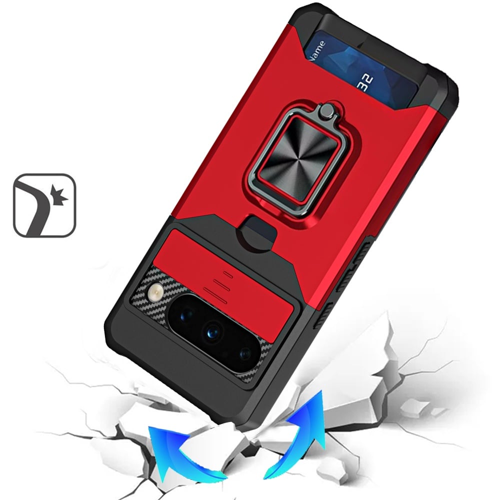 Phone Case for Google Pixel 11 / 11 Pro Card Holder Magnetic Ring Stand Shockproof Anti Slip Wallet Grip Protective Hybrid Design Cover