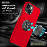 For Apple iPhone 15 Pro Max (6.7") Hybrid Military Grade with Flat Metal Ring Stand 360° Rotation Kickstand Hard Slim  Phone Case Cover