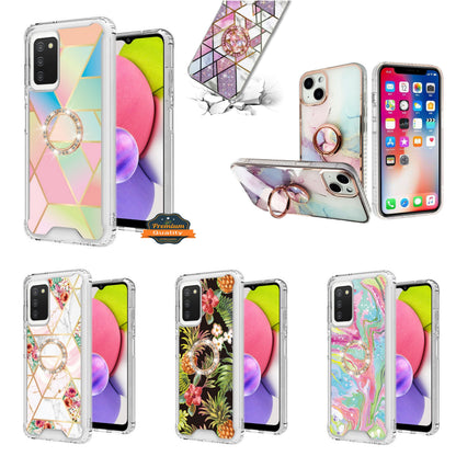 For Samsung Galaxy A16 5G Fashion Design Pattern Hybrid Ring Kickstand Bling Diamond Hard PC TPU Protective Case Cover