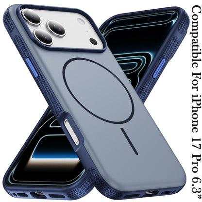 Phone Case for Apple iPhone 17 Pro Super Magnetic Matte Hybrid Shockproof Thick Protective Durable Grip Anti Scratch Premium Edge Slim Fit Cover Navy Blue