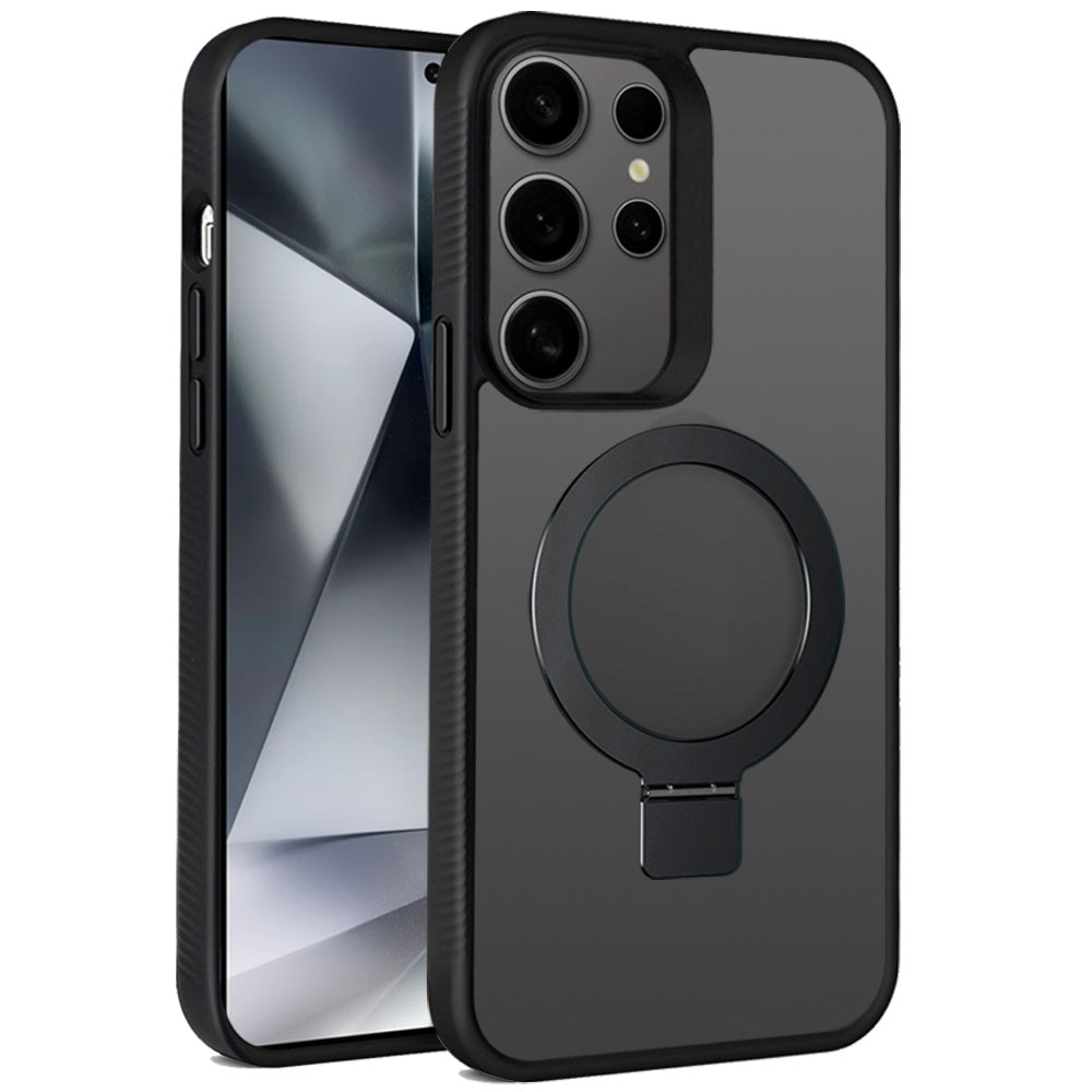 For Samsung Galaxy S25 /S24 Magnetic Circle Kickstand with MagSafe Compatibility, Matte Skin, Rugged Bumper, and Ring Holder Case Cover