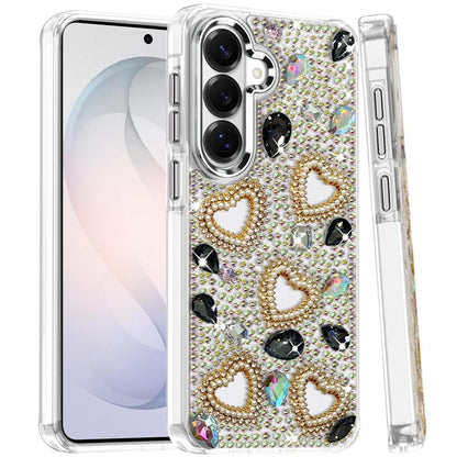 Phone Case for Samsung Galaxy S26+ / S26 Plus Luxury Crystal Heart Rhinestone Diamond Bling Shockproof Hybrid Glitter Protective Stylish Durable Grip Cover