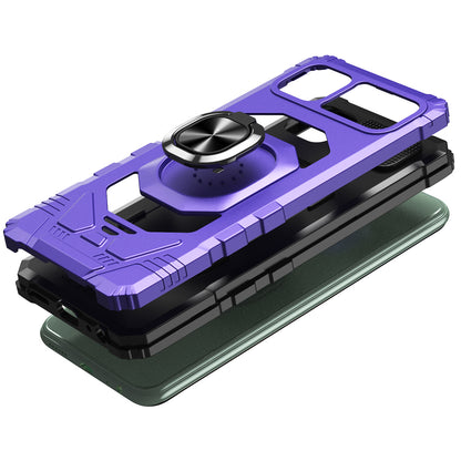 For Apple iPhone 17E /16E Hybrid Dual Layer with 360° Rotate Magnetic Ring Stand Holder Kickstand TPU Rugged PC Shockproof Case Cover