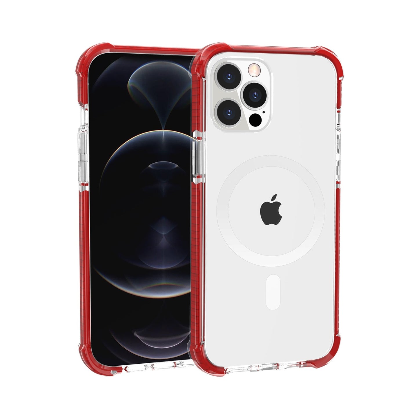 For Apple iPhone 16 Pro Magnetic Acrylic Case Transparent Back, Rugged Colorful Frame, Shockproof Hybrid, MagSafe Compatible Case Cover Red