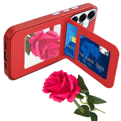 Phone Case for Samsung Galaxy S26 FE /Fan Edition Credit Card Holder Mirror PU Leather Wallet Shockproof Grip Slim Protective Hybrid Magnetic Style Durable Cover