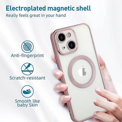 For Apple iPhone 16 Plus (6.7") Clear Hybrid Case with Plating Chrome Frame, Camera Protection, MagSafe Compatible Case Cover