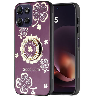 Phone Case for Motorola Moto G Power 5G 2026 /2025 Diamond Glitter Butterfly Engraved Ring Stand Luxury Bling Hybrid Shockproof Chrome Edge Protective Durable Grip Cover