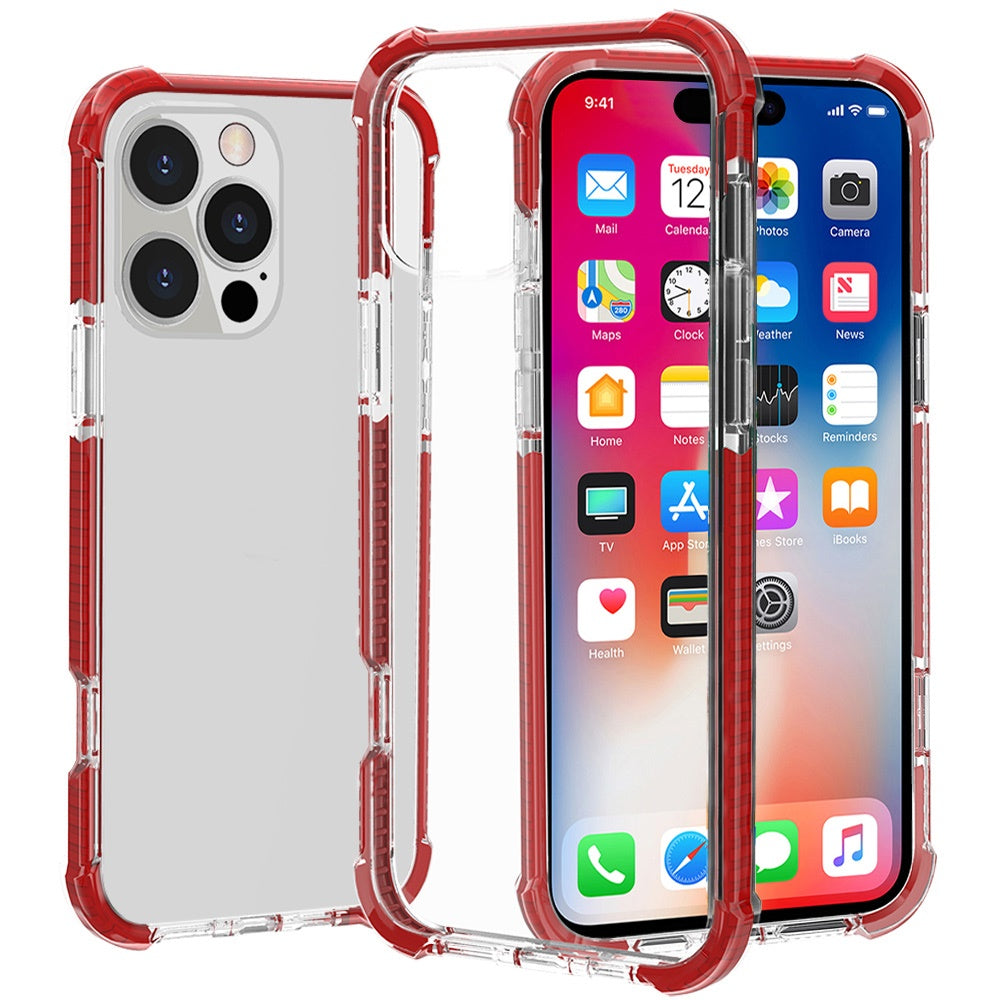Apple iPhone 16 Pro Max (6.9") Hybrid Transparent Acrylic Rubber Gummy Gel Hard PC Silicone TPU Color Bumper Frame