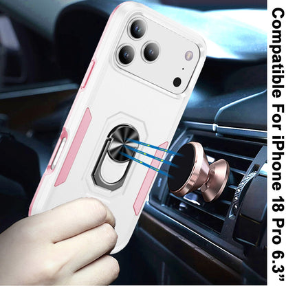 Phone Case for Apple iPhone 18 Pro Tough Hybrid Ring Stand Shockproof Rugged Grip Impact Resistant Hybrid Kickstand Heavy Duty Durable Cover