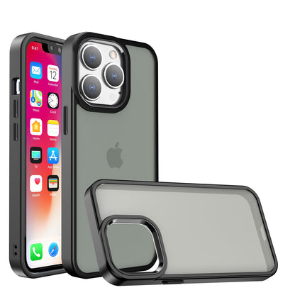 Phone Case for Apple iPhone 12 Pro Max Polished Acrylic Hybrid TPU Slim Shockproof Metal Button Thick Durable Grip Camera Protection Anti-Scratch Cover Black