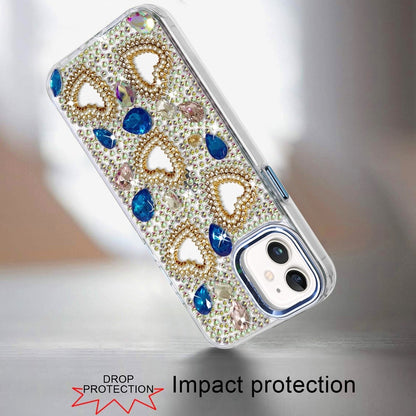 Phone Case for Apple iPhone 11 Luxury Crystal Heart Rhinestone Diamond Bling Shockproof Hybrid Glitter Protective Stylish Durable Grip Cover