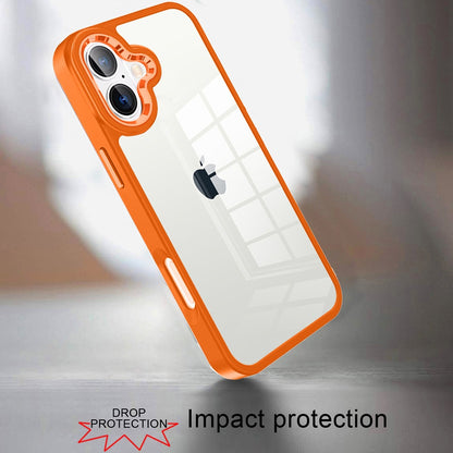 For Apple iPhone 17 (6.3") Slim Fit Hybrid Transparent Thick Acrylic with Metal Buttons Frame Protective Hard PC + TPU Shockproof Case Cover