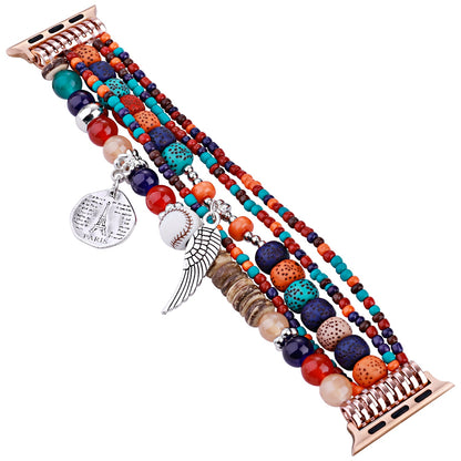 Watch Band for Apple Watch 38/40/41mm, Series 1-8 & SE Fashion Beaded Ornaments Adjustable Decorative Bracelet Style with Comfortable Wear Structure