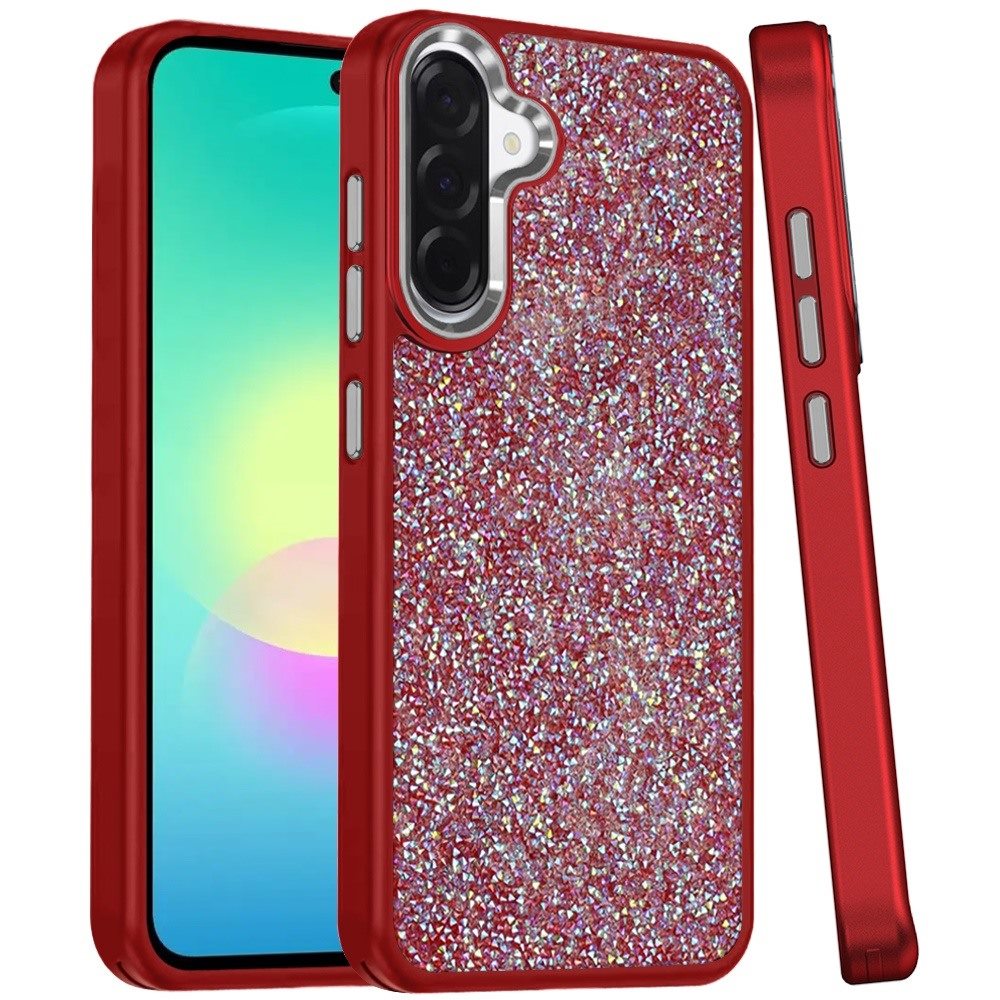 Phone Case for Samsung Galaxy A27 Crystal Glass Bling Diamond Metallic Edge Shockproof Durable Protective Clear Hybrid Stylish Premium Design Cover