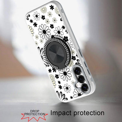 Phone Case for Samsung Galaxy S26 FE /Fan Edition Magnetic Ring Stand Matte Metal Hybrid Car Mount Friendly Shockproof Rotational Grip Diamond Design Pattern Cover